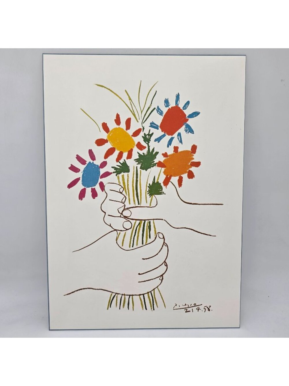 Bouquet Of Flowers By Picasso Art Print 1958 Signed Vintage Poster Vintage